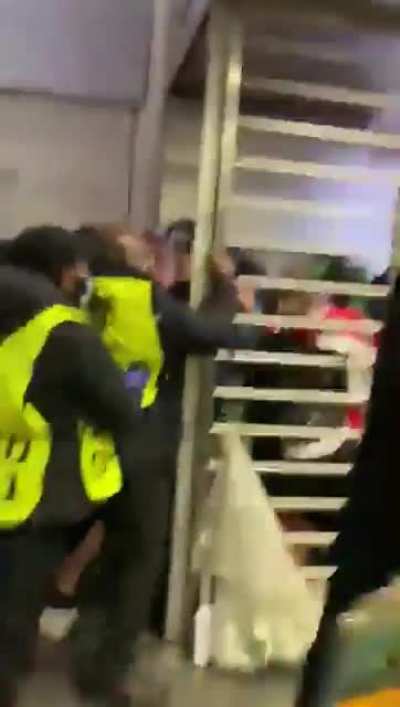 England fans forcing their way into Wembley stadium tonight.