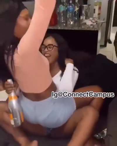 Lesbian couple fooling around