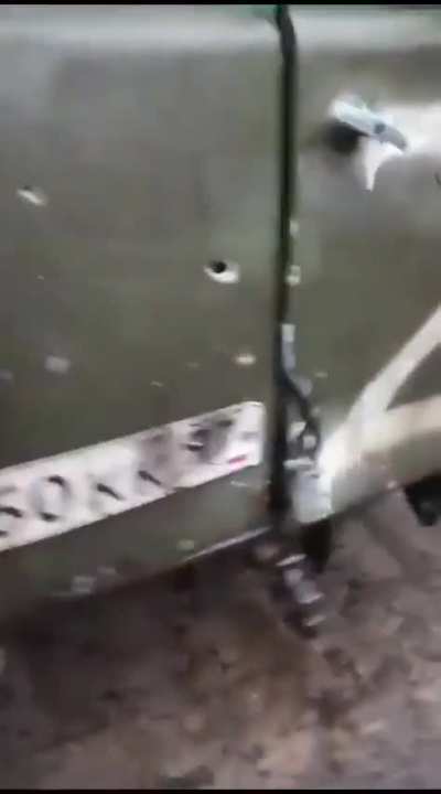An artillery shell failed to detonate on the Buhanka. Very lucky men!