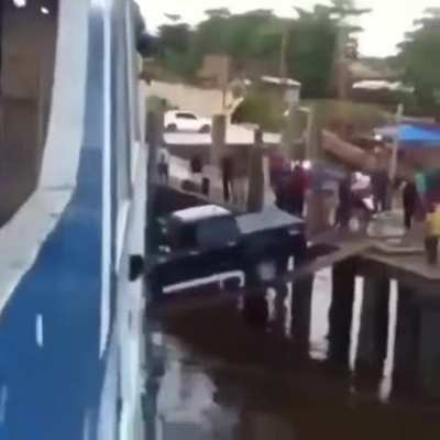 How to get your pickup truck onto the ferry.