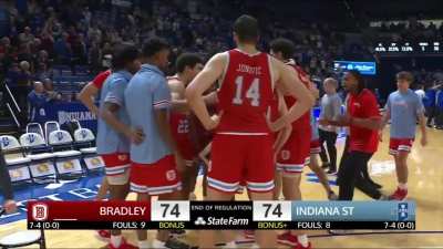 JO VAN BUGGENHOUT HALF COURT BUZZER BEATER TO FORCE OT FOR INDIANA STATE
