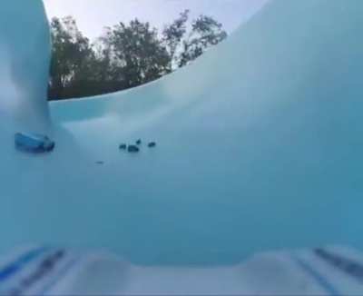 Hotwheels race on a closed waterpark