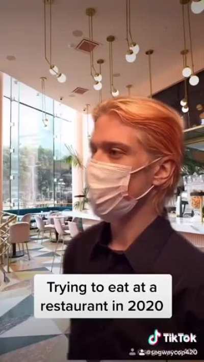 Eating in a restaurant in 2020