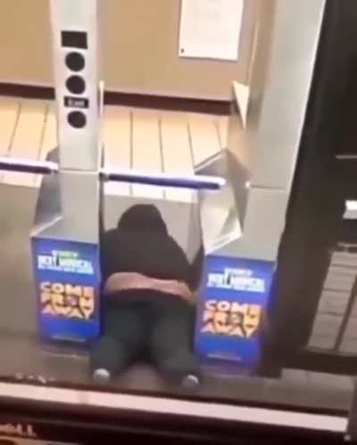 Subway fare evasion at its finest.