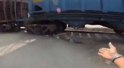 Man almost gets killed by train