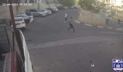Surveillance camera footage in Jerusalem this morning shows a car ramming attack and attempted shooting.  Looks like the gun jammed